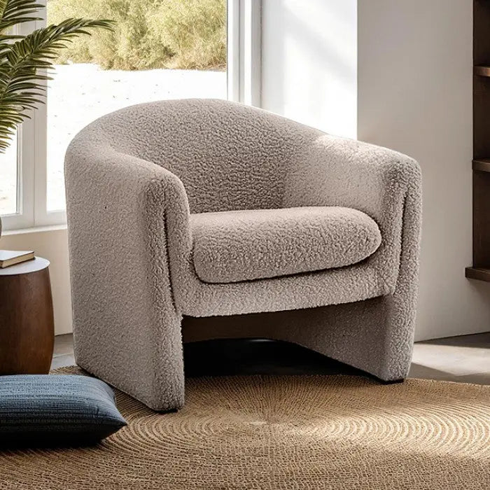Basis Accent Chair – Mushroom Boucle with U-Shaped Design Denmark Home