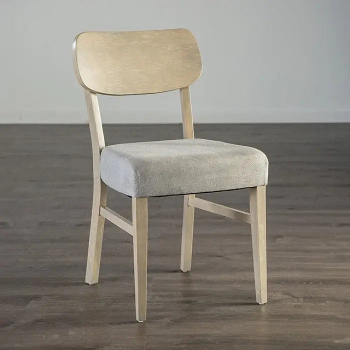 Halden Dining Side Chair – Gray Upholstery with Contoured Wood Back Denmark Home