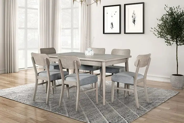 Halden Dining Side Chair – Gray Upholstery with Contoured Wood Back Denmark Home