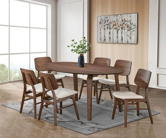 Svela Dining Table – Walnut Top with Curved Panel Back Chairs Denmark Home