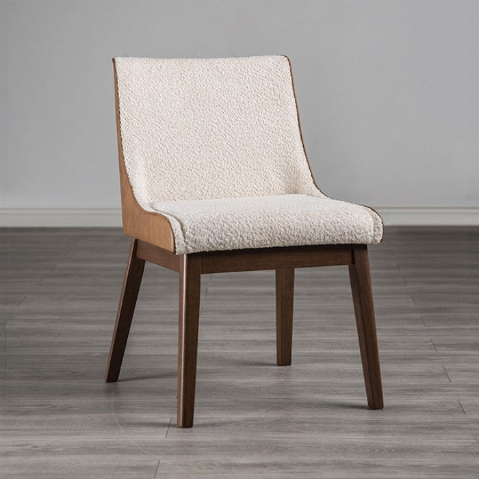 Ardene Side Chair – Walnut Frame with Beige Upholstery (Set of 2)