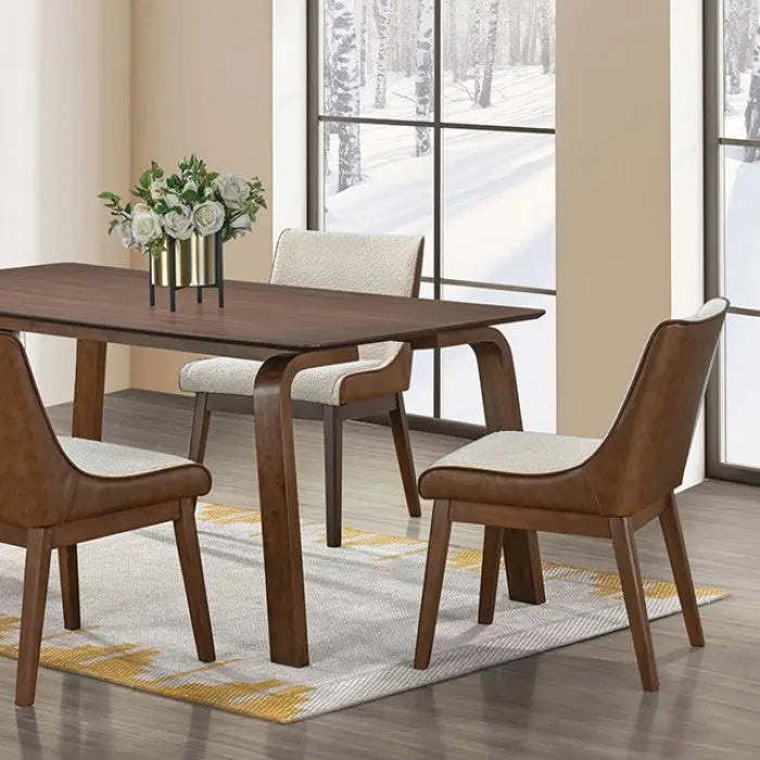 Ardene 7-Piece Dining Table Set – Walnut with Curved-Back Chairs Denmark Home