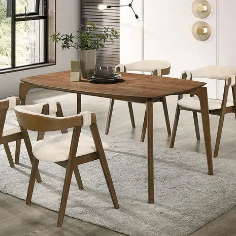 Soren Dining Table – Walnut Top with Curved Panel Back Chairs Denmark Home