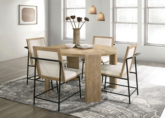 Virek 5-Piece Dining Table Set – Oak with Metal Leg Frame