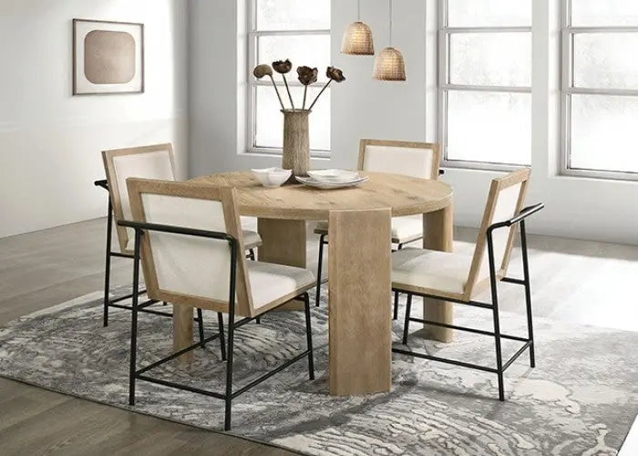 Virek 5-Piece Dining Table Set – Oak with Metal Leg Frame Denmark Home