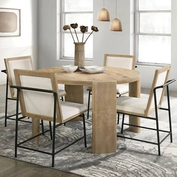 Virek 5-Piece Dining Table Set – Oak with Metal Leg Frame Denmark Home