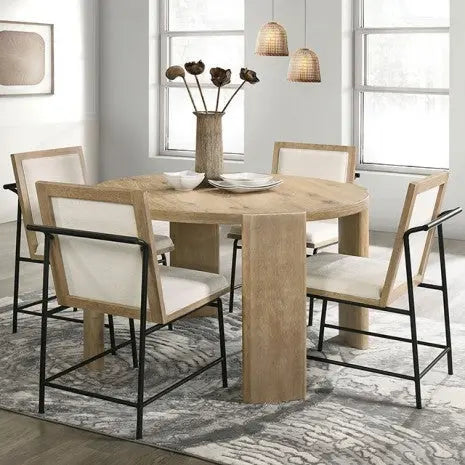 Cove Dining Table – White Ceramic Top with Brown X-Shaped Base Denmark Home