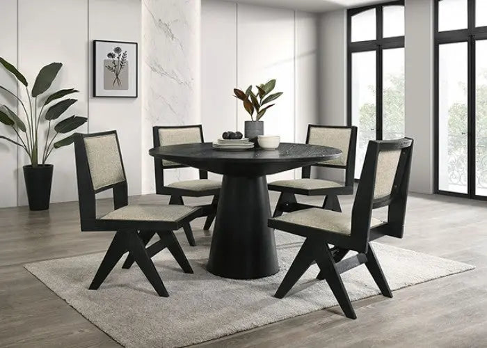 Forma 48" Round Dining Table – Black Finish with Pedestal Base Denmark Home
