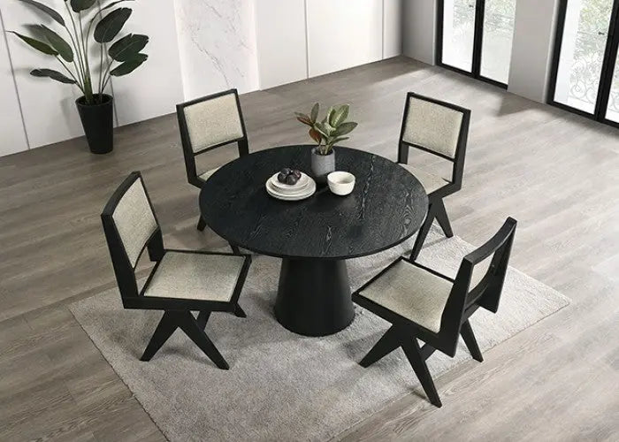 Forma 48" Round Dining Table – Black Finish with Pedestal Base Denmark Home
