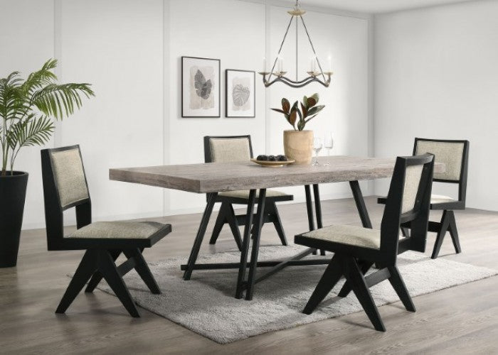 Forma 7-Piece Dining Table Set – Black with Sculptural Metal Base