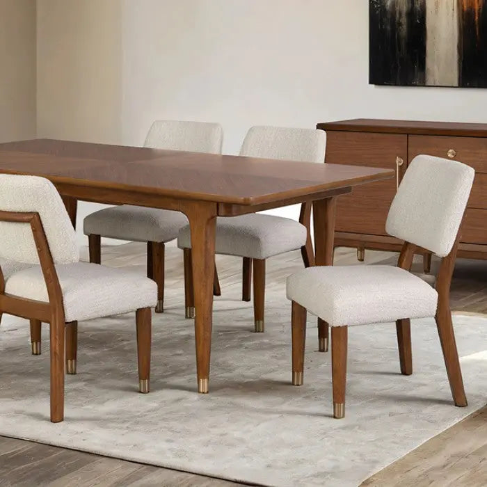 Riven 7-Piece Dining Table Set – Walnut with Gold-Capped Legs Denmark Home