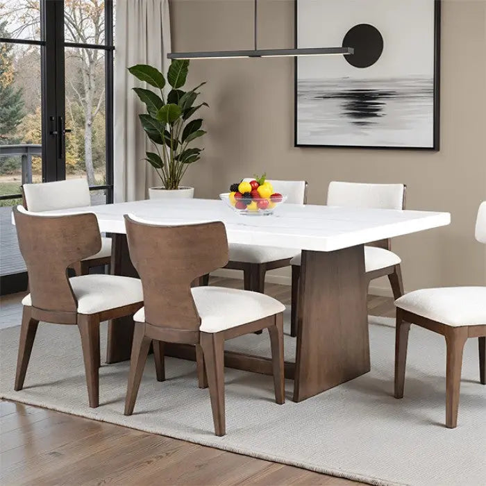 Ulrik Dining Table – Genuine Marble Top, Brown Finish Denmark Home