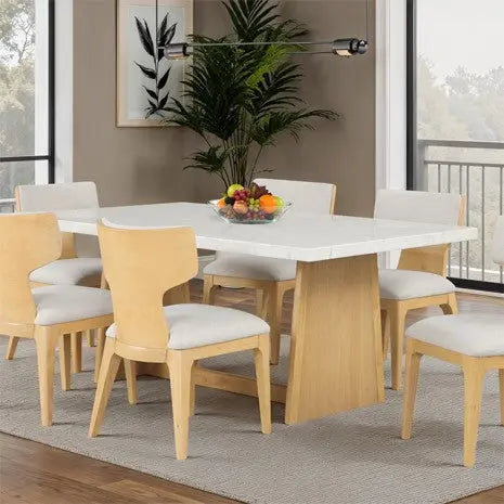 Ulrik Dining Table – Genuine Marble Top, Natural Finish Denmark Home