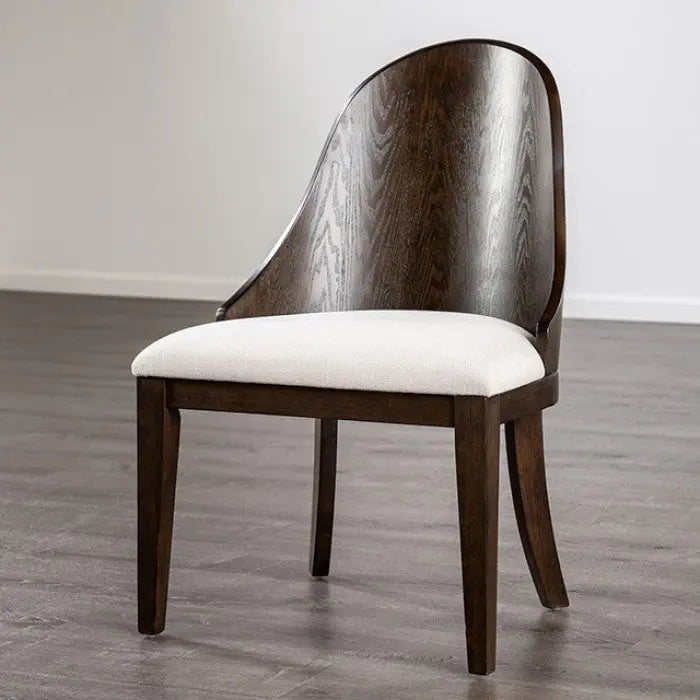 Halvar Dining Side Chair – Dark Walnut with Off-White Upholstery (Set of 2) Denmark Home