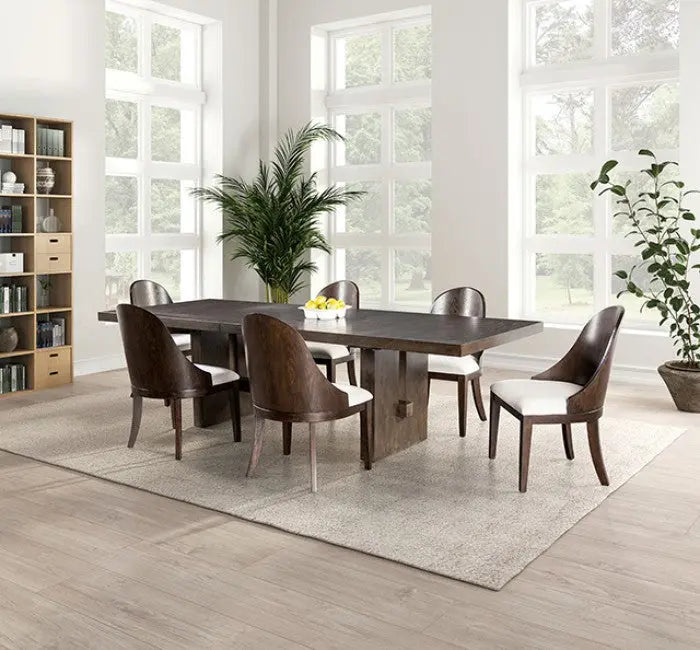 Halvar Dining Side Chair – Dark Walnut with Off-White Upholstery (Set of 2) Denmark Home