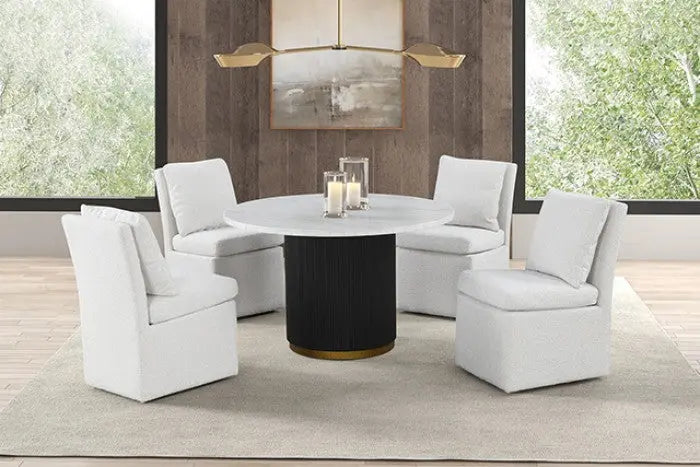 Kross 5-Piece Dining Set – Black & White Marble Denmark Home