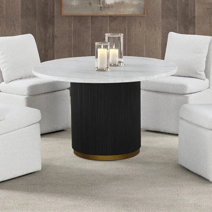 Kross 5-Piece Dining Set – Black & White Marble Denmark Home