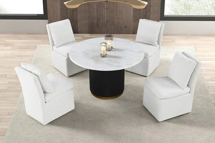 Kross 5-Piece Dining Set – Black & White Marble Denmark Home