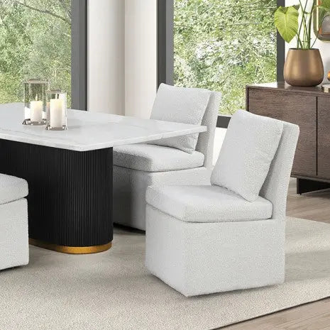 Lura  Rectangular Dining Table – Marble Top with Reeded Plinth Base Denmark Home