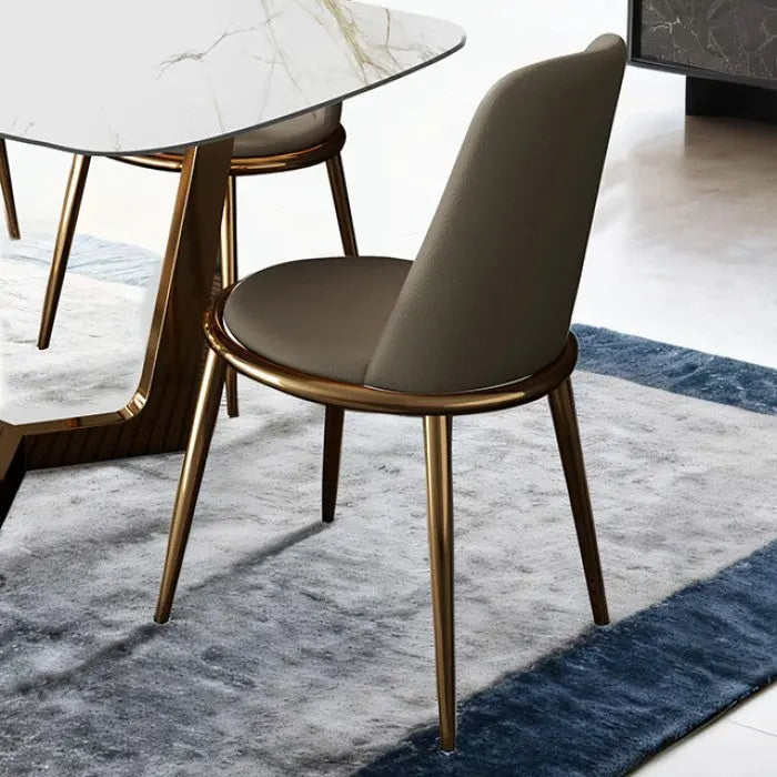 Verna Dining Side Chair – Gold & Taupe Upholstery Denmark Home