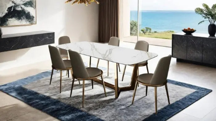 Verna Dining Side Chair – Gold & Taupe Upholstery Denmark Home