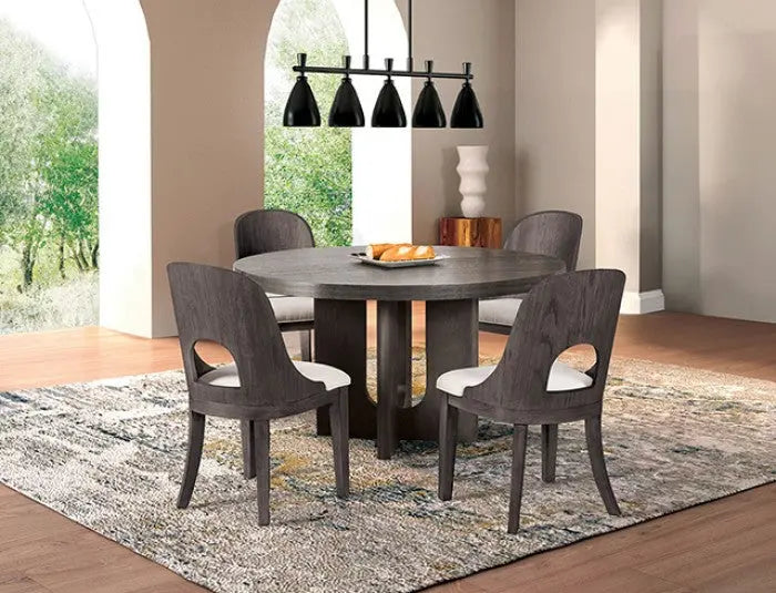 Alsen 5-Piece Dining Table Set – Ash Gray Oak with Curved Wood Chairs Denmark Home