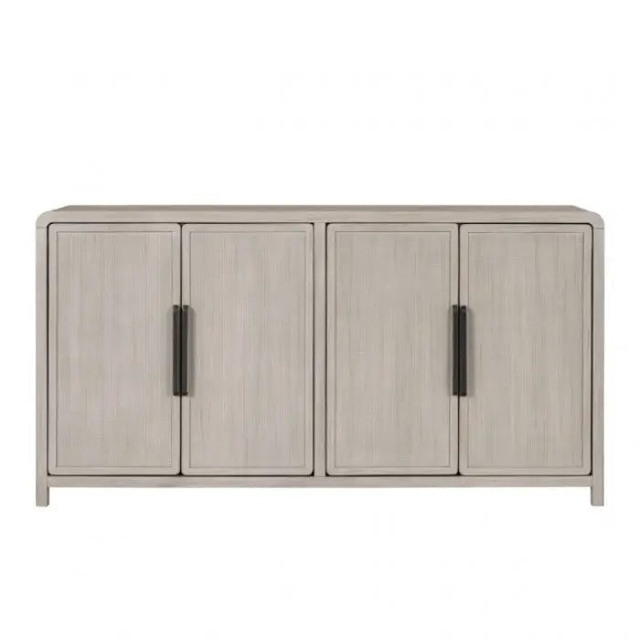 Lysa 4-Door Credenza – Gray Fog with Woven Rattan Detail Denmark Home