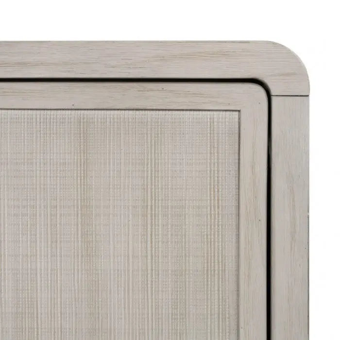 Lysa 4-Door Credenza – Gray Fog with Woven Rattan Detail Denmark Home