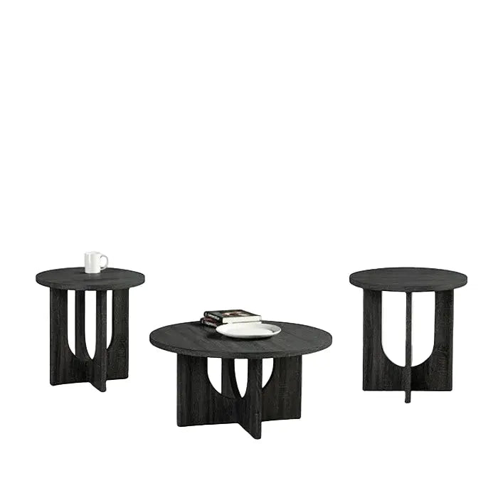 Vea 3-Piece Table Set – Gray with Cross-Arch Base Denmark Home