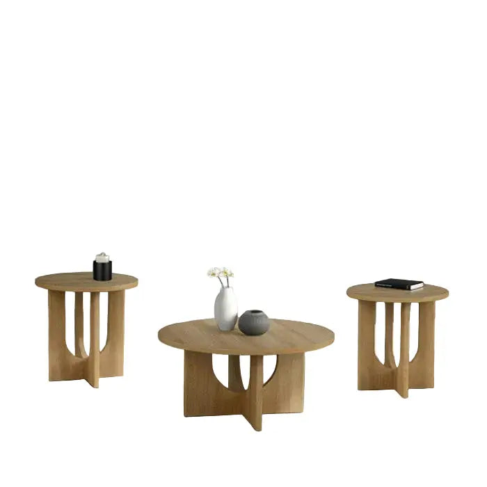 Vea 3-Piece Table Set – Natural with Cross-Arch Base Denmark Home