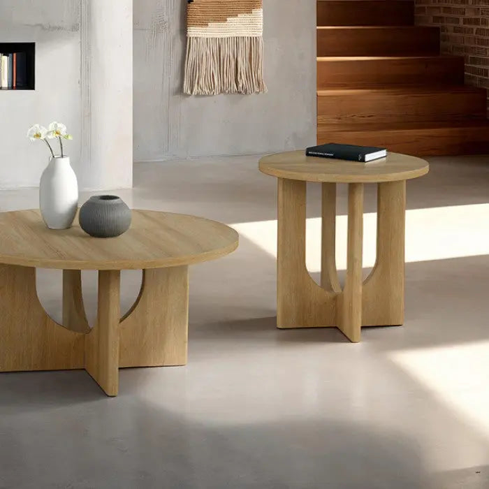 Vea 3-Piece Table Set – Natural with Cross-Arch Base Denmark Home