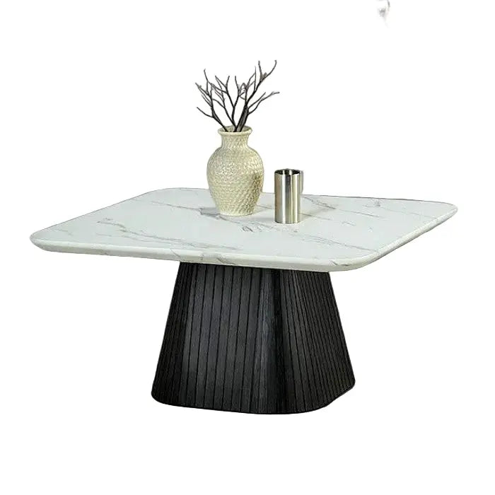 Tivoli Coffee Table – Black Faux Marble with Reeded Drum Base Denmark Home