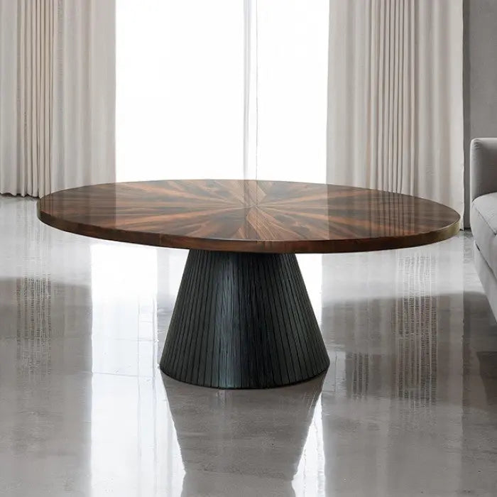Arlo Oval Coffee Table – Black with High Gloss Parquet Top Denmark Home