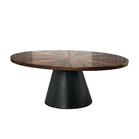 Arlo Oval Coffee Table – Black with High Gloss Parquet Top Denmark Home