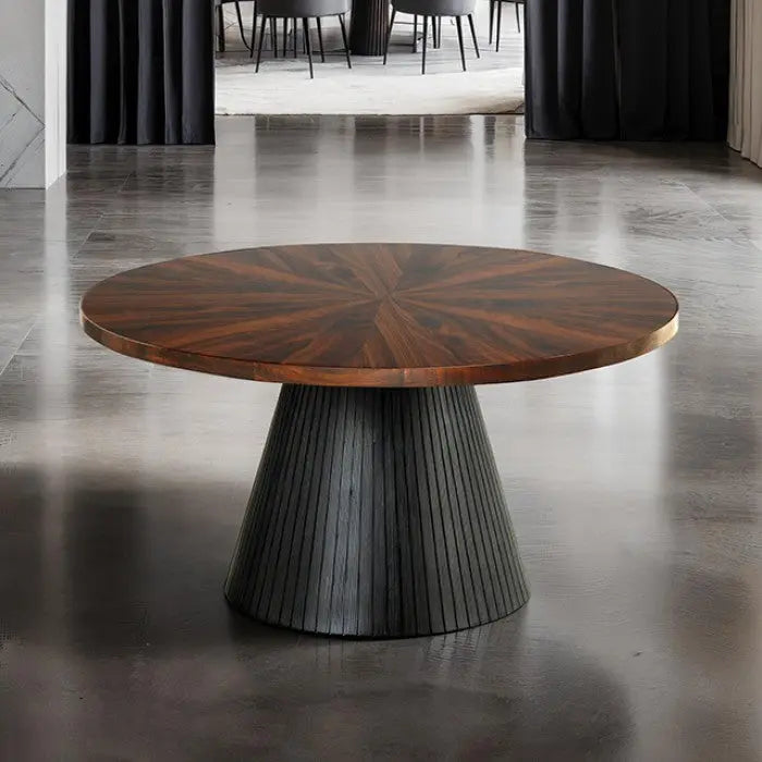 Arlo Round Coffee Table – Black with High Gloss Parquet Top Denmark Home