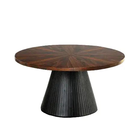 Arlo Round Coffee Table – Black with High Gloss Parquet Top Denmark Home