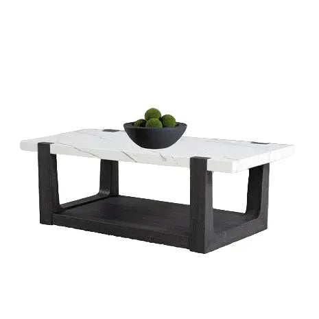 Thurlow Coffee Table – White/Black with Faux Marble Top Denmark Home