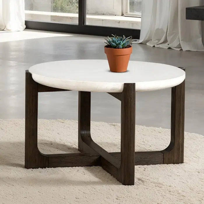 Alessandre 25" Cocktail Table – Dark Walnut with Quartz Stone Top Denmark Home