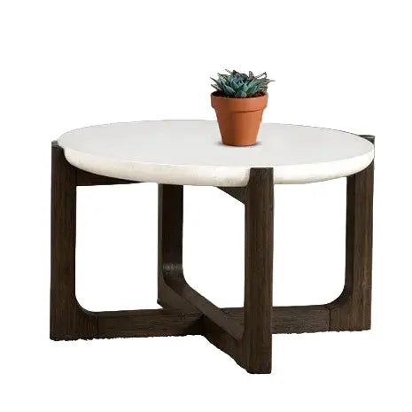 Alessandre 25" Cocktail Table – Dark Walnut with Quartz Stone Top Denmark Home