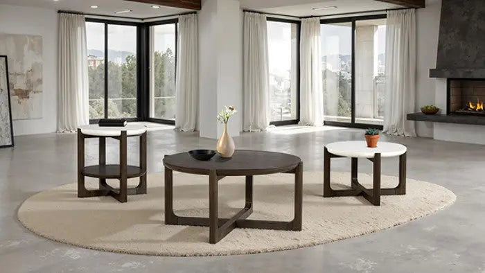 Alessandre End Table – Dark Walnut with Quartz Stone Top Denmark Home