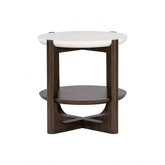 Alessandre End Table – Dark Walnut with Quartz Stone Top Denmark Home