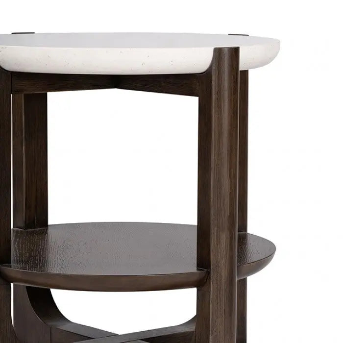 Alessandre End Table – Dark Walnut with Quartz Stone Top Denmark Home
