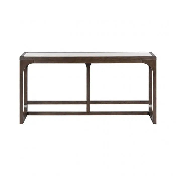Alessandre Sofa Table – Dark Walnut Quartz Top with Charging Ports Denmark Home
