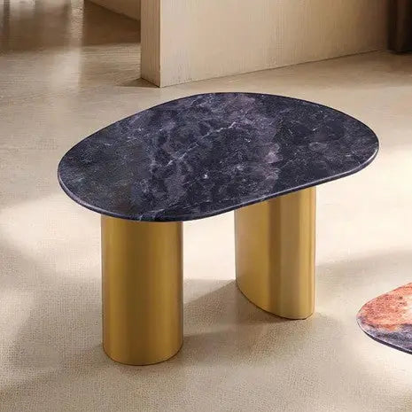 Kensington End Table – Black/Gray/Matte Gold with Sintered Stone Top Denmark Home