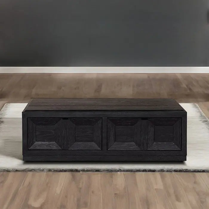 Axis Rectangular Cocktail Table – Black with Ornamental Sunken Panels Denmark Home