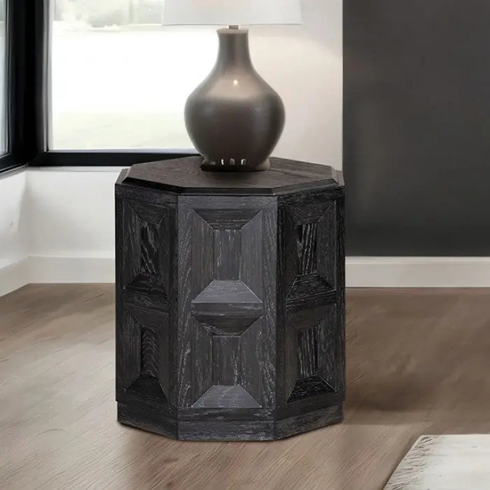Axis End Table – Black with Ornamental Sunken Panels Denmark Home