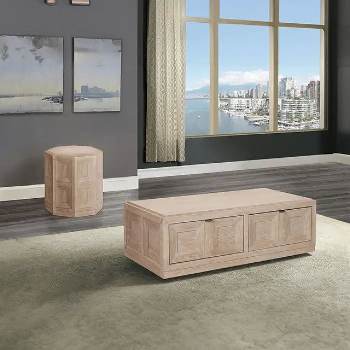 Axis Rectangular Cocktail Table – Tawny with Ornamental Sunken Panels Denmark Home