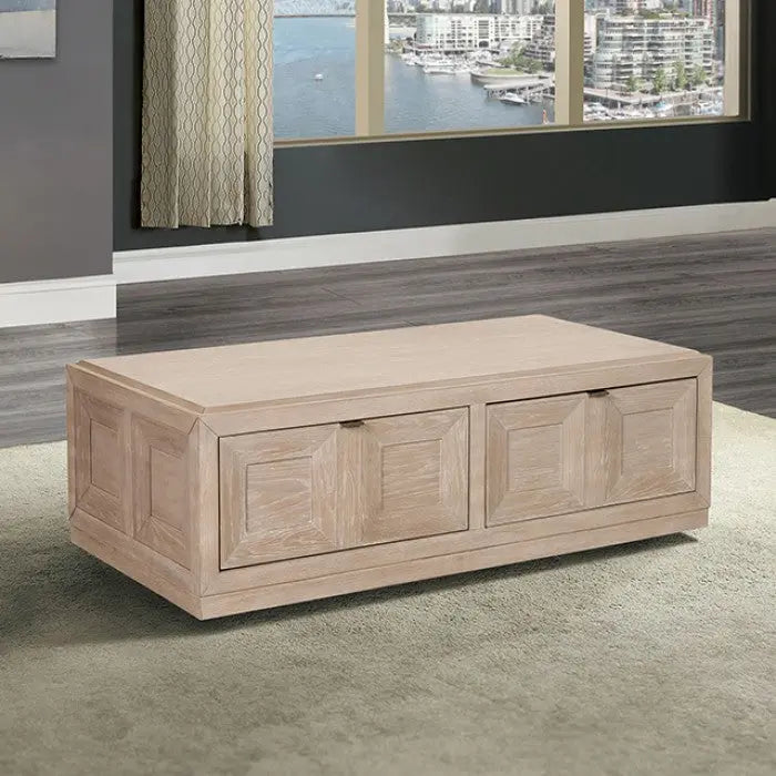 Axis Rectangular Cocktail Table – Tawny with Ornamental Sunken Panels Denmark Home