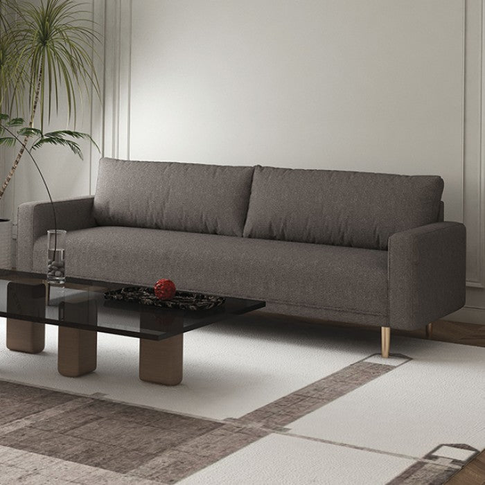 Solvalla Sofa – Charcoal grey Bouclé with Bench Seat & Track Arms