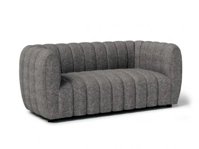 Marcellus Loveseat – Charcoal grey Bouclé with Vertical Channel Tufting Denmark Home